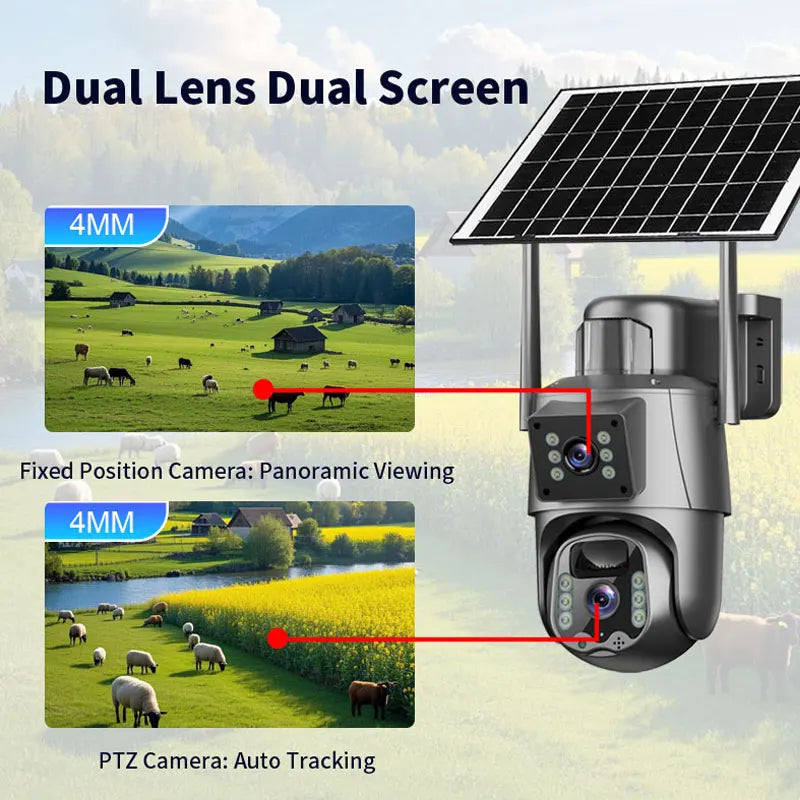 8MP solar low-power surveillance camera outdoor 4G sim card network remote home 4K HD wireless wifi  ptz security cctv camera