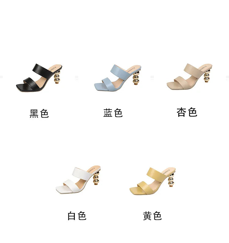 Women's Square Toe Double Strap Ankle Heeled Sandals