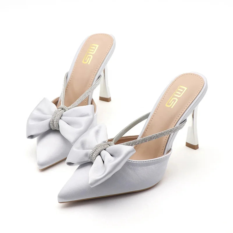 Y Black Silver Orange 36-42 New Fashion Outside Ladies Stiletto Heels Heeled Sandals Closed Pointed Toe Diamond Women Shoes