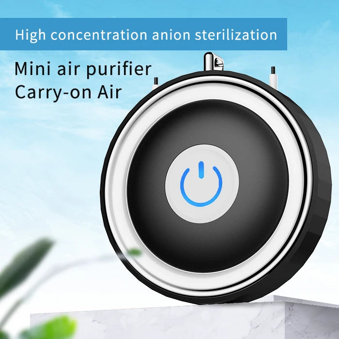 USB Rechargeable Wearable Necklace Air Purifier, Home Hanging Neck Type Car Oxygen Bar at Any Time Negative Ion Air Purifier