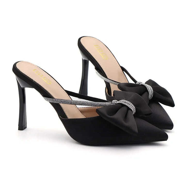 Y Black Silver Orange 36-42 New Fashion Outside Ladies Stiletto Heels Heeled Sandals Closed Pointed Toe Diamond Women Shoes