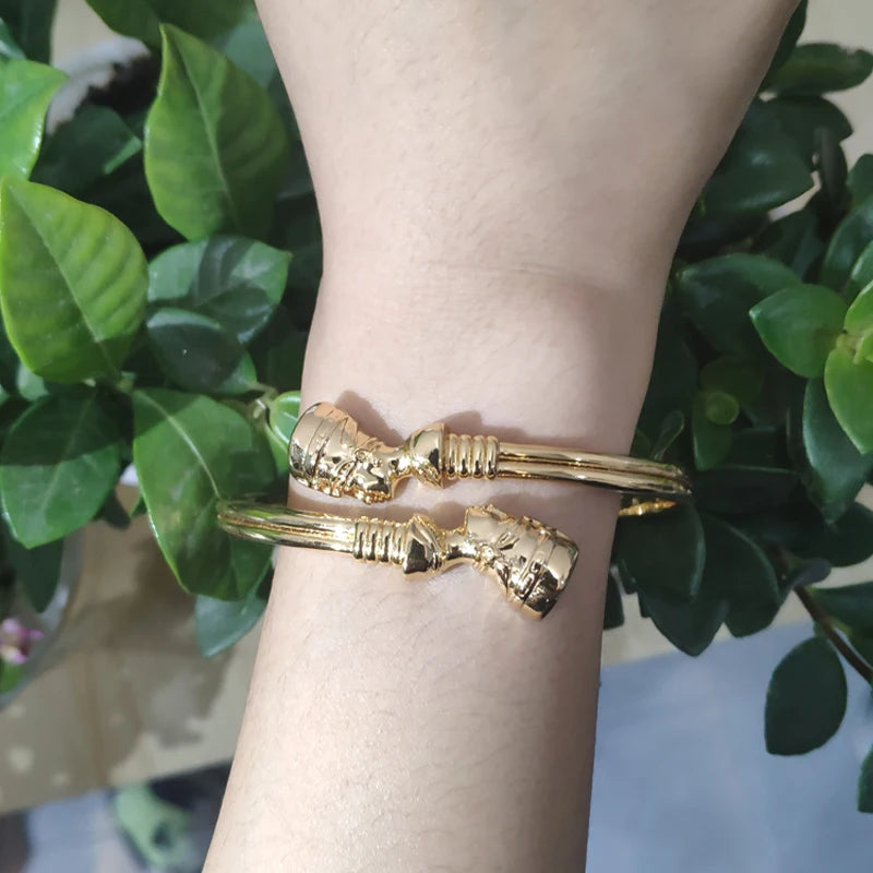 Egyptian Queen Nefertiti Bangles African Cuff Bracelet Stainless Steel Adjustable Luck Bracelets For Women man Jewelry Gift