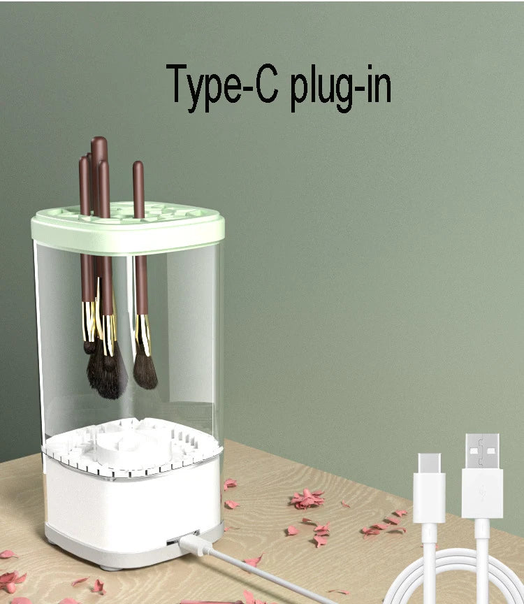 Laxney New Design Rechargeable Portable Electric Makeup Brush Cleaner with ABS/TPE Material White Color for Commercial Home Use