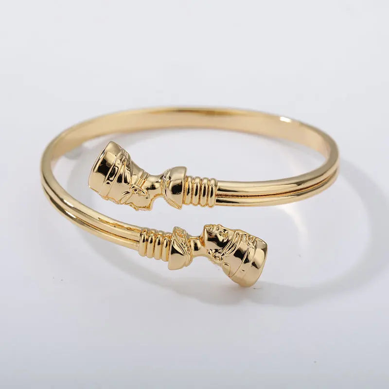 Egyptian Queen Nefertiti Bangles African Cuff Bracelet Stainless Steel Adjustable Luck Bracelets For Women man Jewelry Gift