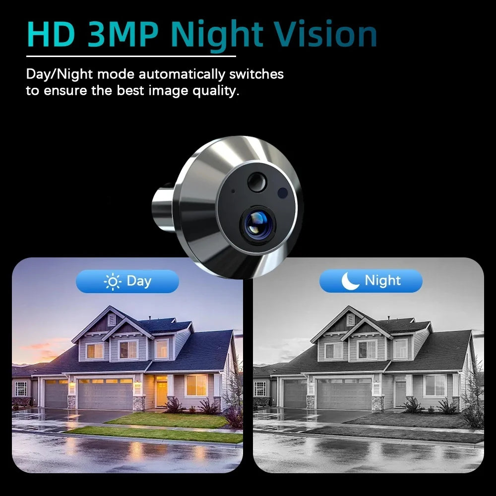 3MP Tuya Smart Video Door Phone 2.4G Wifi 4.3inch LCD Digital Door Eye Camera with One Way Audio Security Peepholes for Home