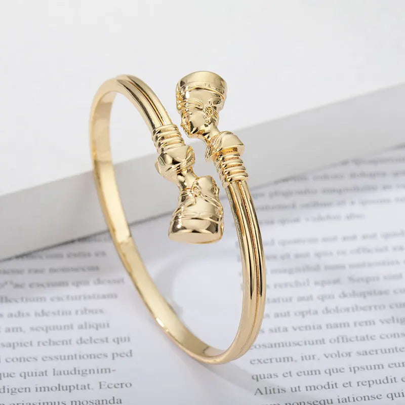 Egyptian Queen Nefertiti Bangles African Cuff Bracelet Stainless Steel Adjustable Luck Bracelets For Women man Jewelry Gift