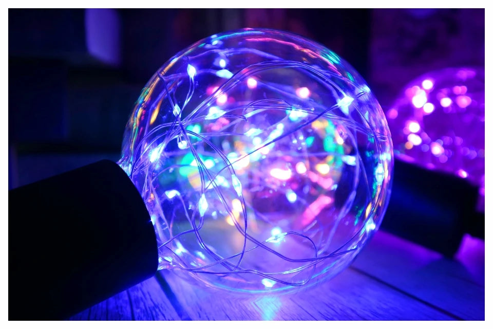 LED Edison String Night Light Bulb E27 110V 220V G95 Colorful Round Globe Glass RGB Copper Wire Bulb Home Decor Holiday Lamp