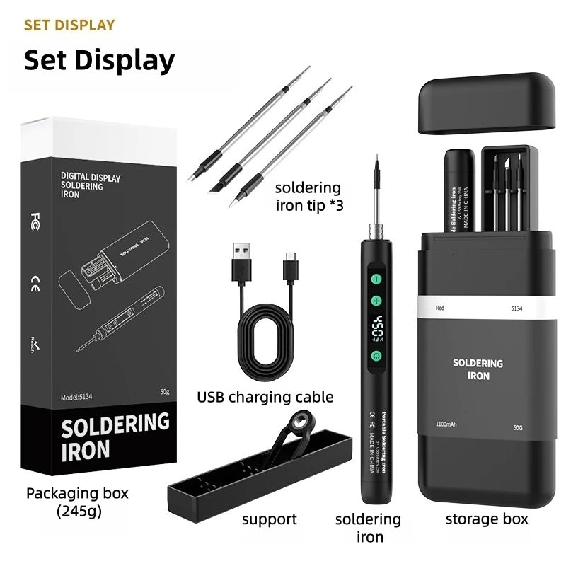 New USB Wireless Soldering Iron, Portable Digital Displays Soldering Iron,  Home Soldering Repair Special Soldering Iron Set