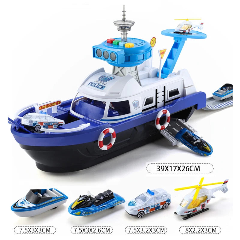 Kids Toys Simulation Track Inertia Boat Diecasts & Toy Vehicles Music Story Light Toy Ship Model Toy Car Parking Boys Toys