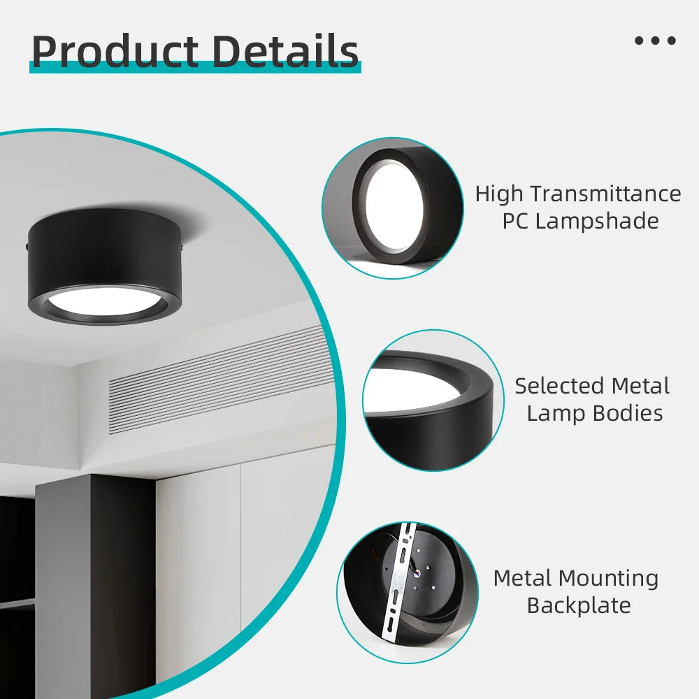 For Home Shop Hotel Commercial Adjustable Light Color Surface Mounted Ceiling Led Downlight,Led Down Light,Downlights