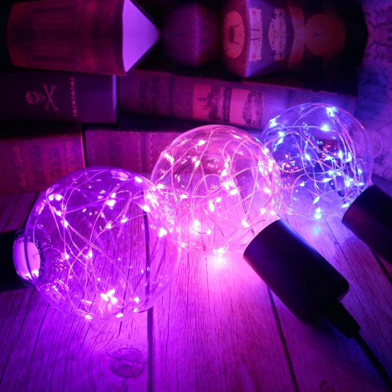 LED Edison String Night Light Bulb E27 110V 220V G95 Colorful Round Globe Glass RGB Copper Wire Bulb Home Decor Holiday Lamp