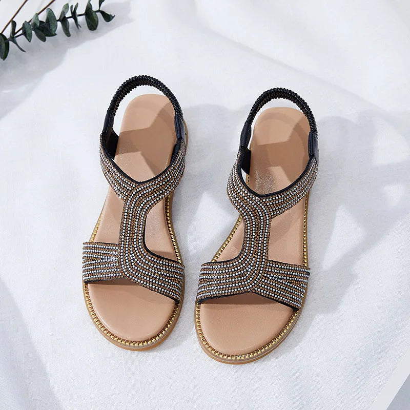 Women's Leopard Print Open Toe Flat Sandals