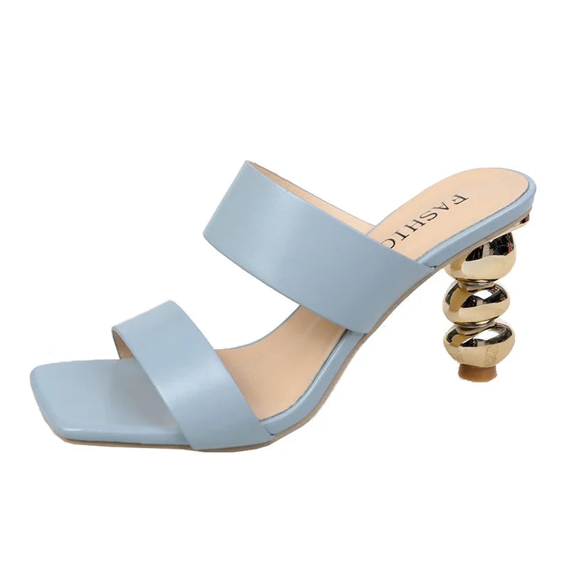 Women's Square Toe Double Strap Ankle Heeled Sandals