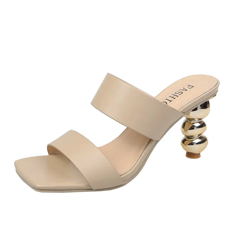 Women's Square Toe Double Strap Ankle Heeled Sandals