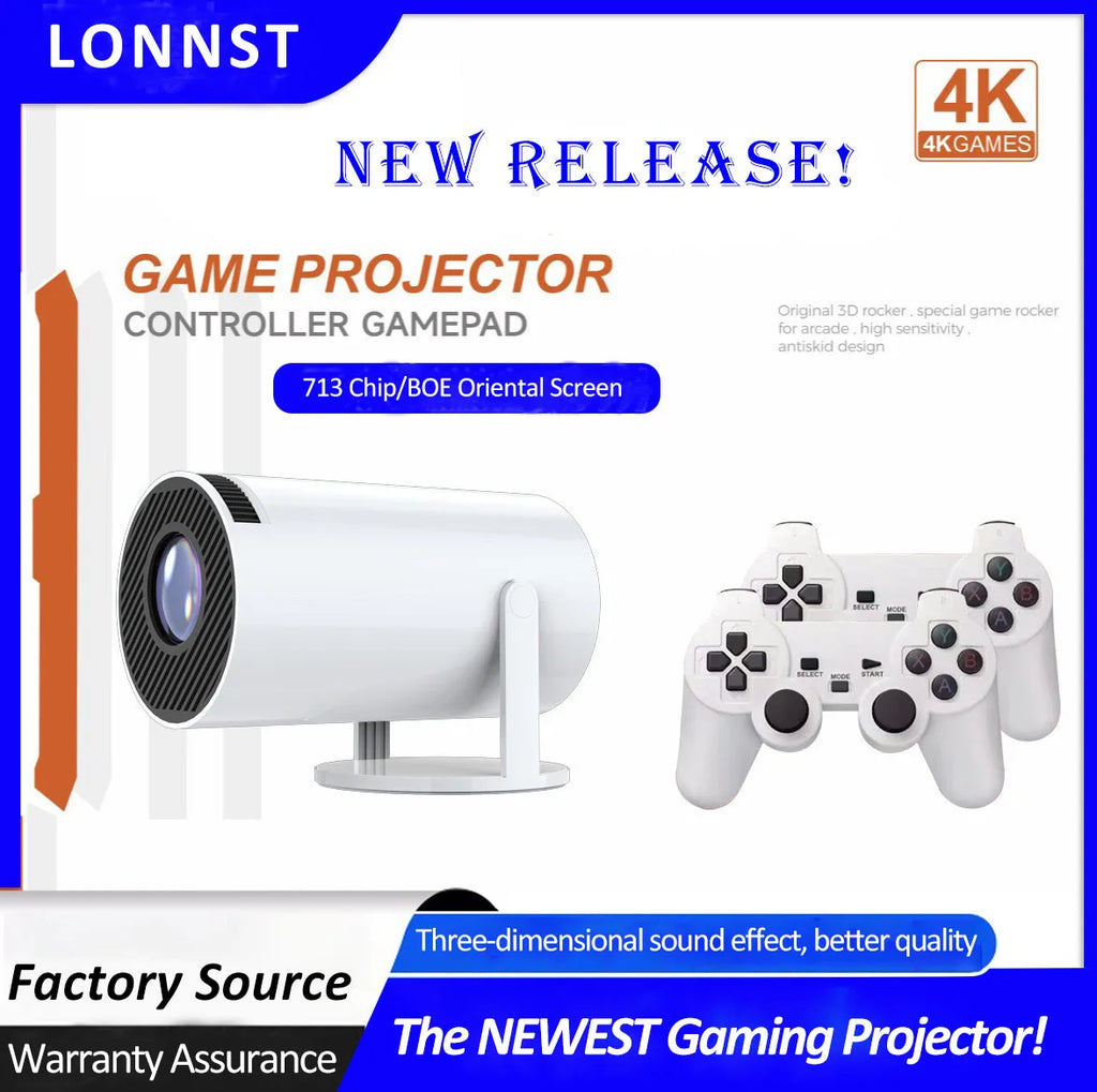 LONNST HY300 New Game Projector 3d Wireless Wifi Blue-tooth Portable Projector Video Game Console Game Projector for Home