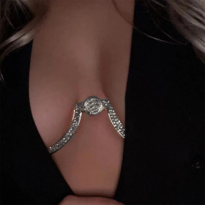 Stonefans Zircon Butterfly Tassel Breast Chain Women's Accessories Bra Top Fashion New U-shaped Sexy Shiny Rhinestone Body Chain