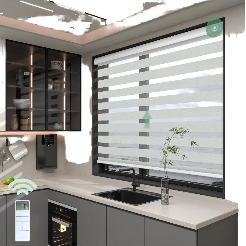 Motorized Bluetooth Smart Blackout Zebra Blinds
