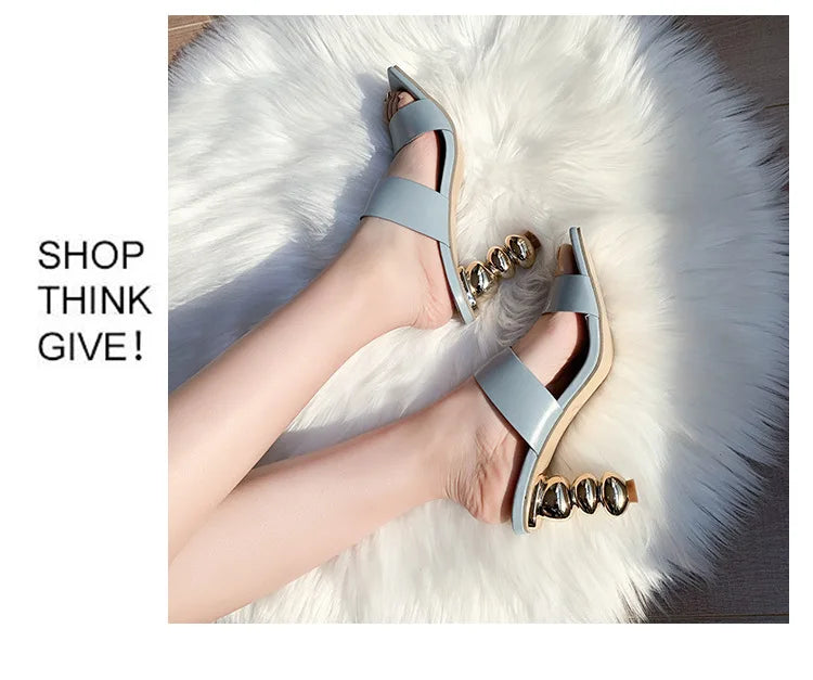 Women's Square Toe Double Strap Ankle Heeled Sandals