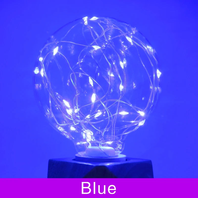 LED Edison String Night Light Bulb E27 110V 220V G95 Colorful Round Globe Glass RGB Copper Wire Bulb Home Decor Holiday Lamp