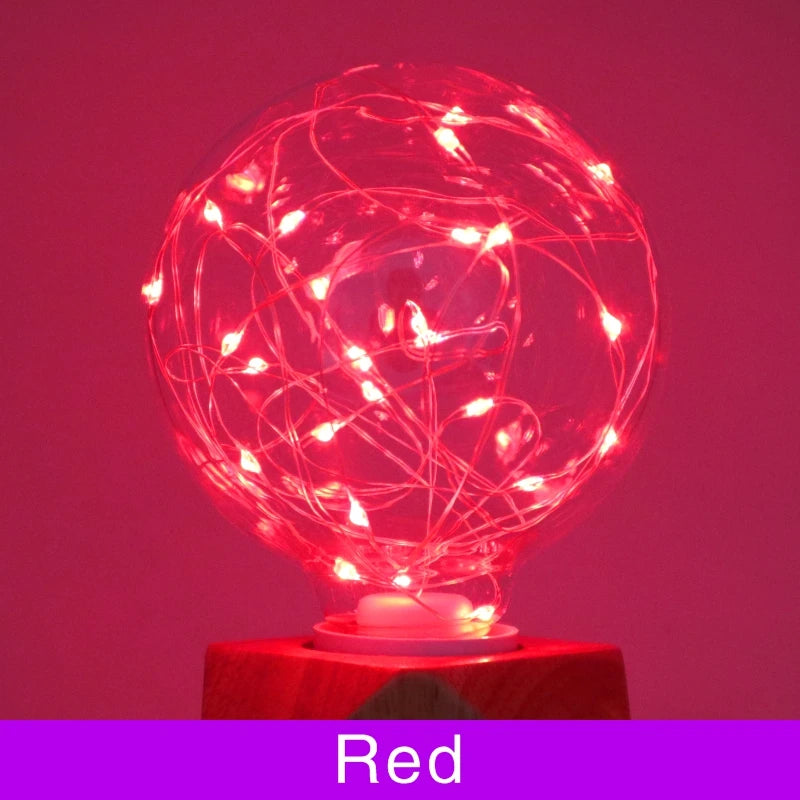 LED Edison String Night Light Bulb E27 110V 220V G95 Colorful Round Globe Glass RGB Copper Wire Bulb Home Decor Holiday Lamp