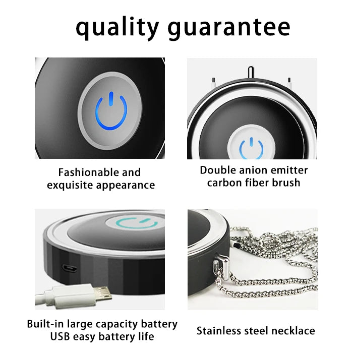 USB Rechargeable Wearable Necklace Air Purifier, Home Hanging Neck Type Car Oxygen Bar at Any Time Negative Ion Air Purifier
