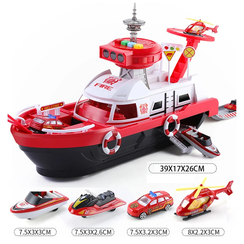 Kids Toys Simulation Track Inertia Boat Diecasts & Toy Vehicles Music Story Light Toy Ship Model Toy Car Parking Boys Toys