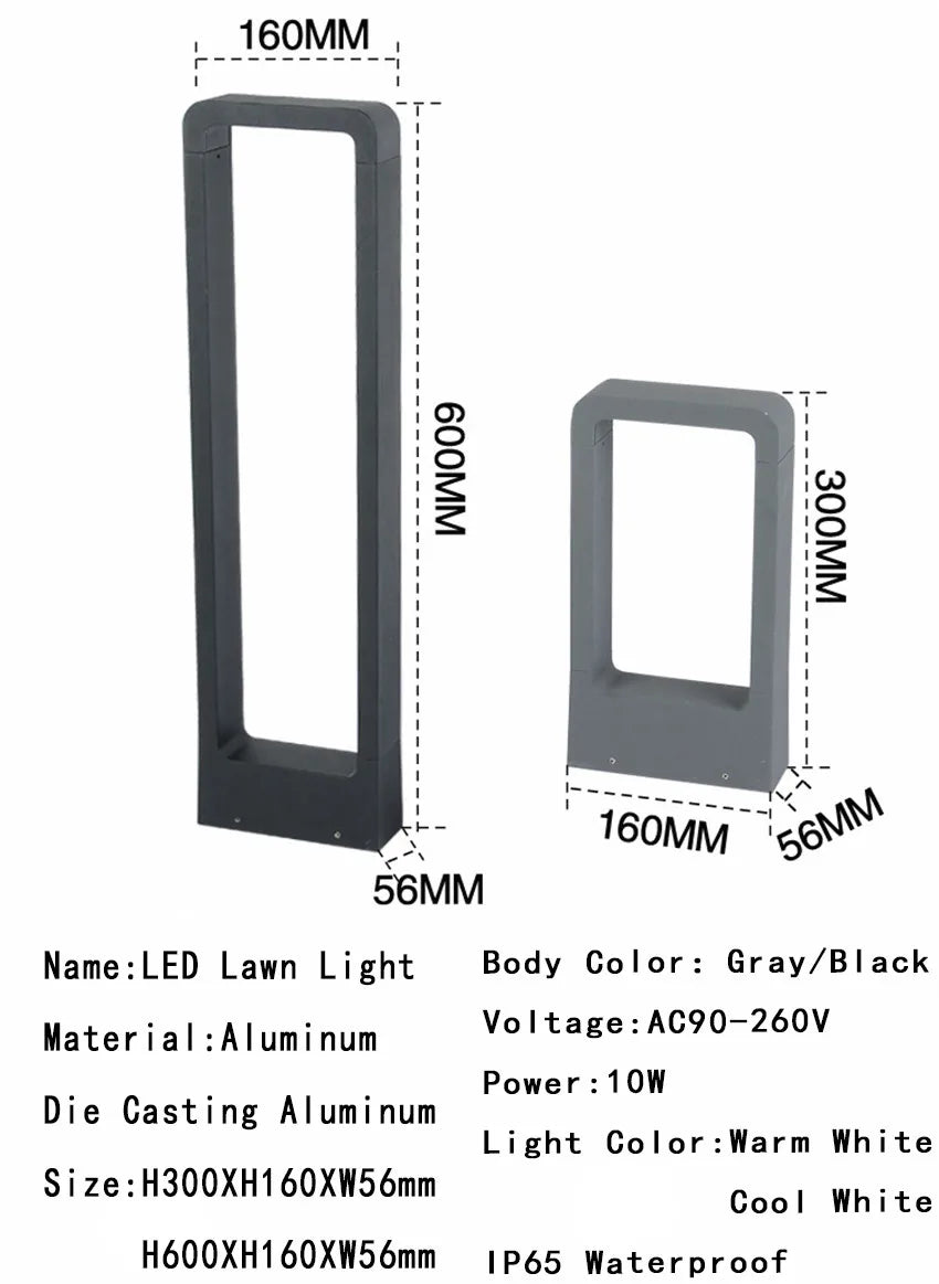 IP65 Outdoor Waterproof LED Lawn Lamp 10W Floor Lamp Garden Yard Aluminum