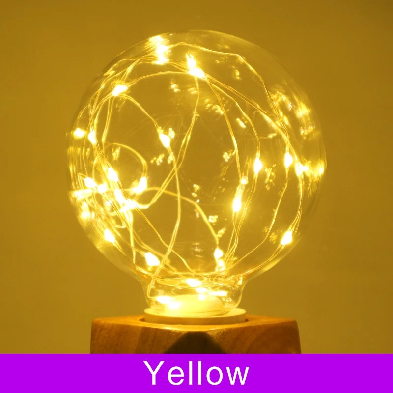 LED Edison String Night Light Bulb E27 110V 220V G95 Colorful Round Globe Glass RGB Copper Wire Bulb Home Decor Holiday Lamp