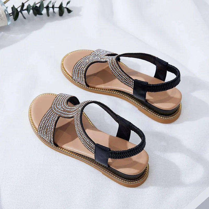 Women's Leopard Print Open Toe Flat Sandals