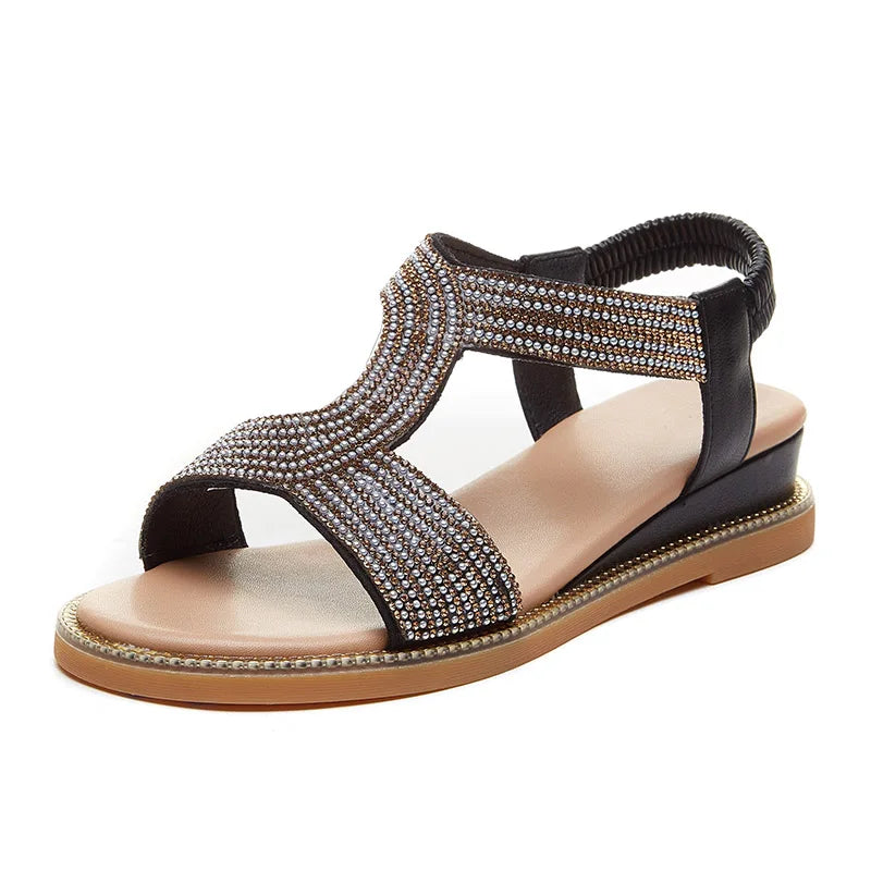 Women's Leopard Print Open Toe Flat Sandals