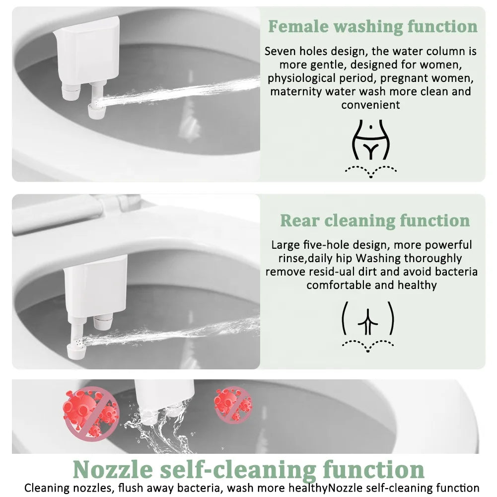 Home Fresh Water Spray Non-Electric Mechanical Toilet Bidet Seat Attachment Self-Cleaning Retractable Plastic Ceramic Bathroom