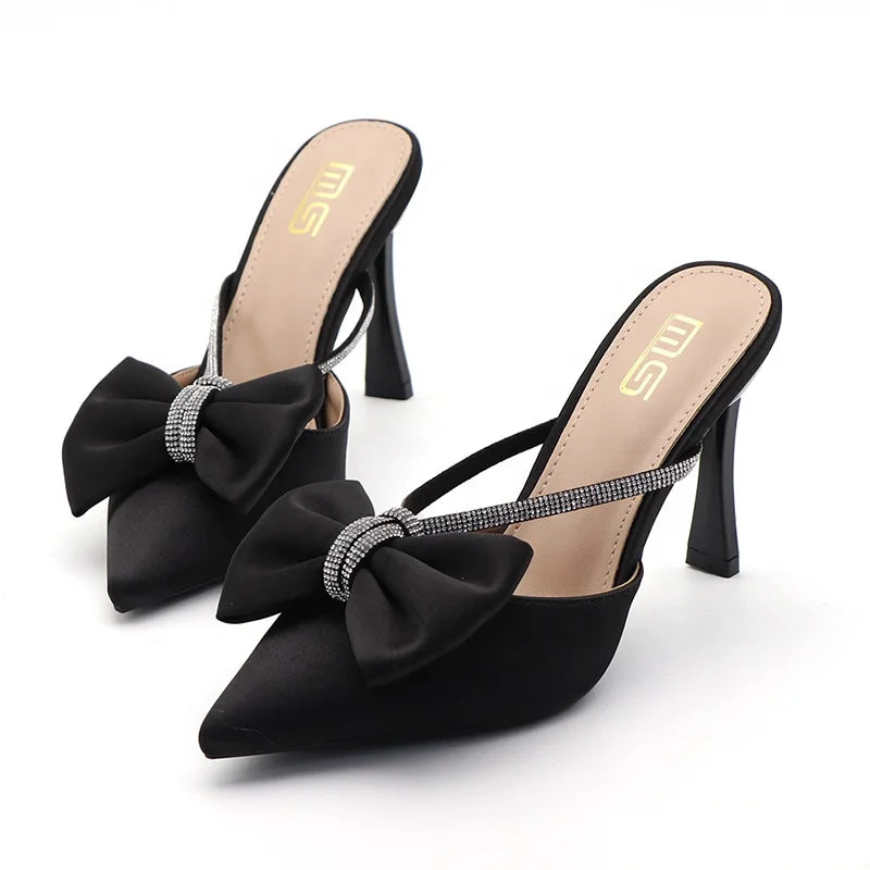 Y Black Silver Orange 36-42 New Fashion Outside Ladies Stiletto Heels Heeled Sandals Closed Pointed Toe Diamond Women Shoes
