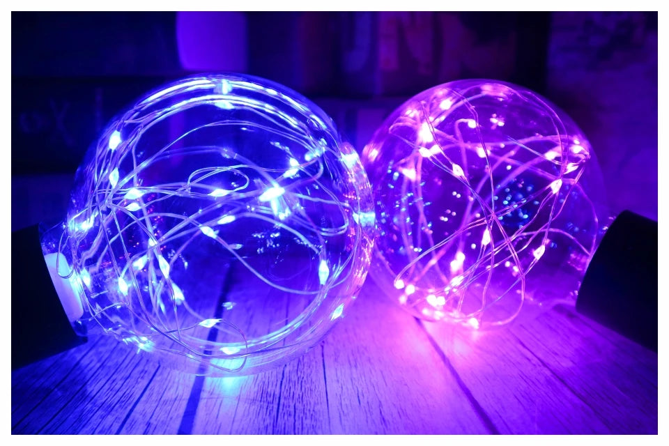 LED Edison String Night Light Bulb E27 110V 220V G95 Colorful Round Globe Glass RGB Copper Wire Bulb Home Decor Holiday Lamp
