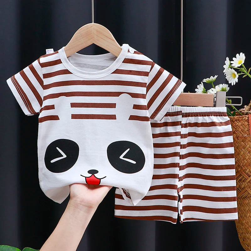 Baby & Toddler Cotton T-Shirt & Shorts Set – Unisex Cartoon Print Summer Outfit | 6M–4T