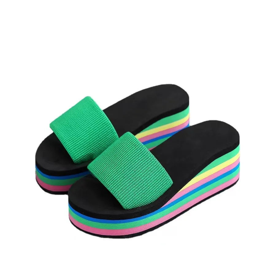 Women's Rainbow Ribbon Beach Flip Flops & Slippers