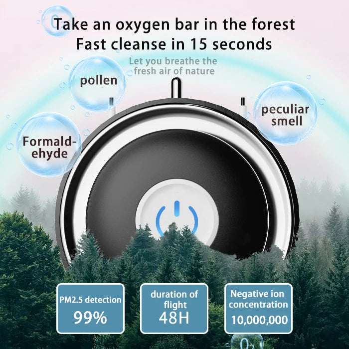 USB Rechargeable Wearable Necklace Air Purifier, Home Hanging Neck Type Car Oxygen Bar at Any Time Negative Ion Air Purifier