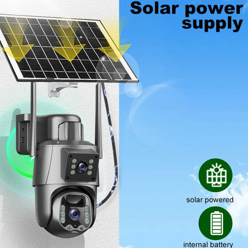 8MP solar low-power surveillance camera outdoor 4G sim card network remote home 4K HD wireless wifi  ptz security cctv camera