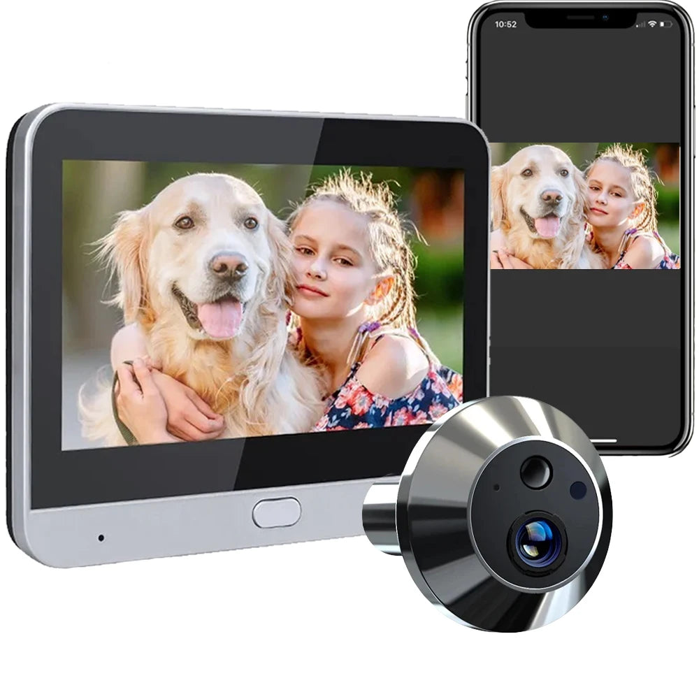 3MP Tuya Smart Video Door Phone 2.4G Wifi 4.3inch LCD Digital Door Eye Camera with One Way Audio Security Peepholes for Home