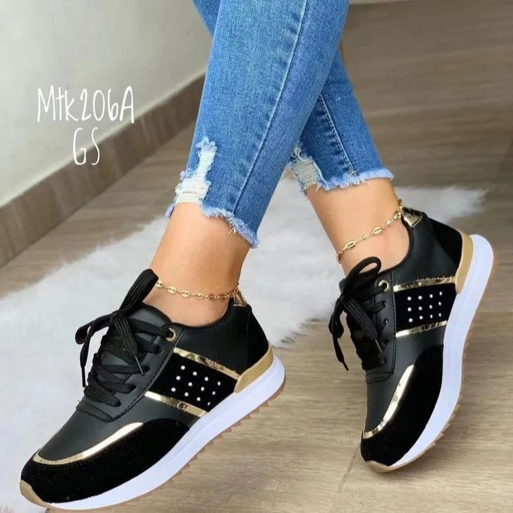 Women's Peep Toe Monk Strap Casual Sneakers