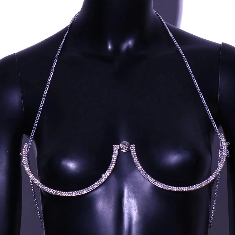 Stonefans Zircon Butterfly Tassel Breast Chain Women's Accessories Bra Top Fashion New U-shaped Sexy Shiny Rhinestone Body Chain