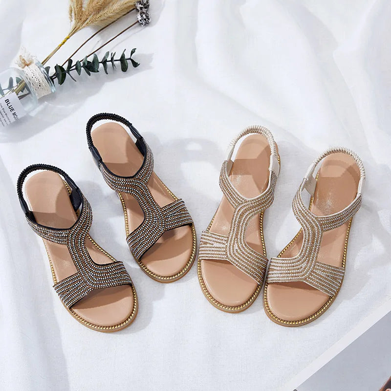Women's Leopard Print Open Toe Flat Sandals