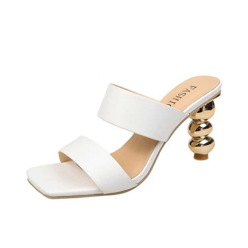 Women's Square Toe Double Strap Ankle Heeled Sandals