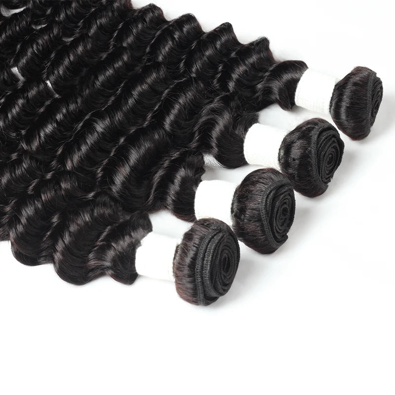 Wholesale 10A Deep Wave Mink Brazilian Virgin Hair Extensions Shein Bundles with Scrunchie Wig Private Label Remy Hair Packaging