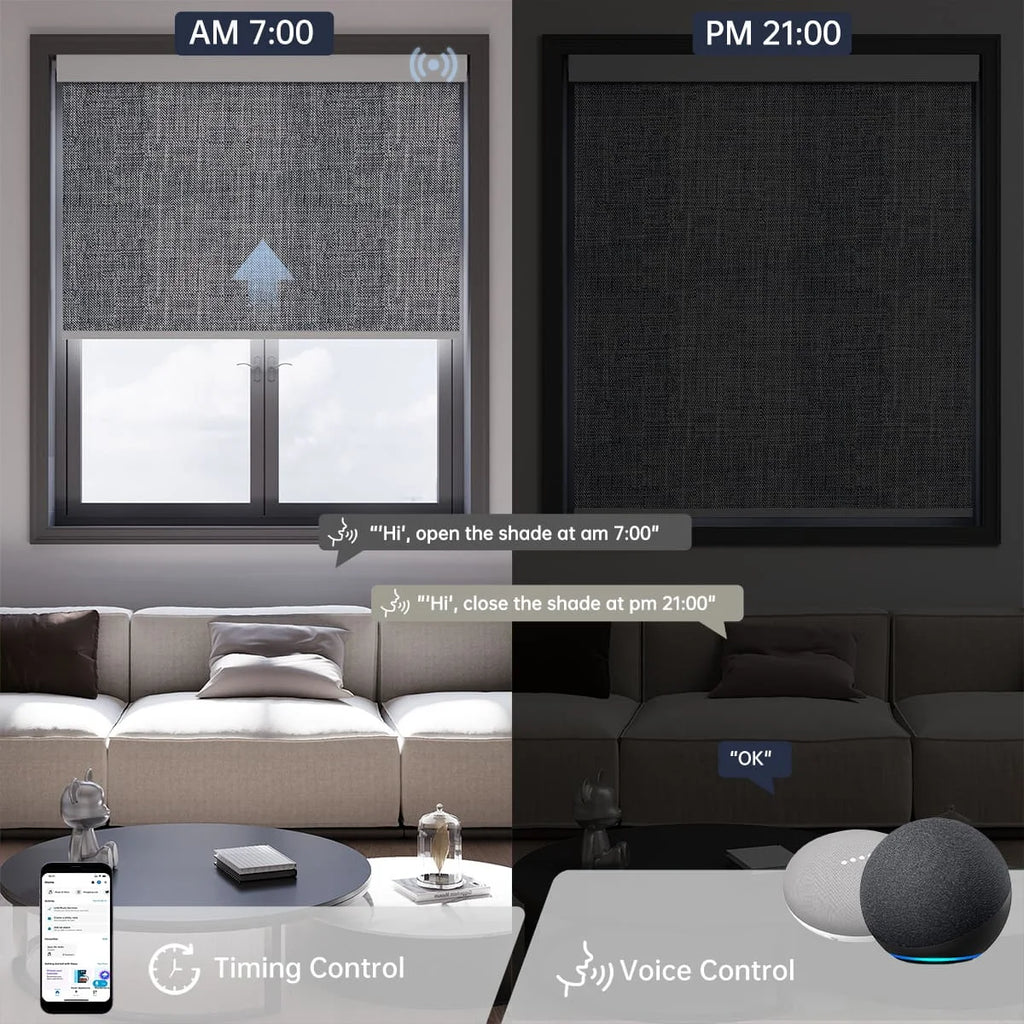 Smart Automatic Roller Blinds with Blackout Fabric