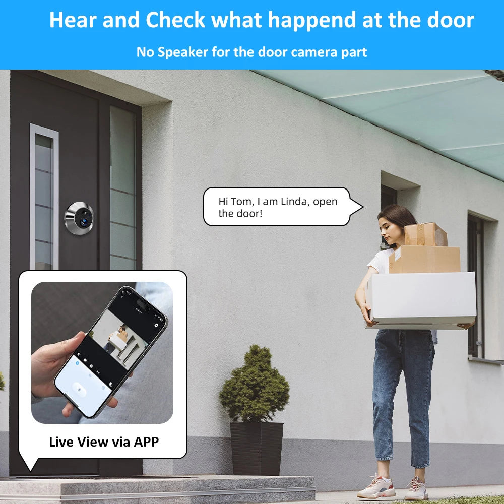 3MP Tuya Smart Video Door Phone 2.4G Wifi 4.3inch LCD Digital Door Eye Camera with One Way Audio Security Peepholes for Home