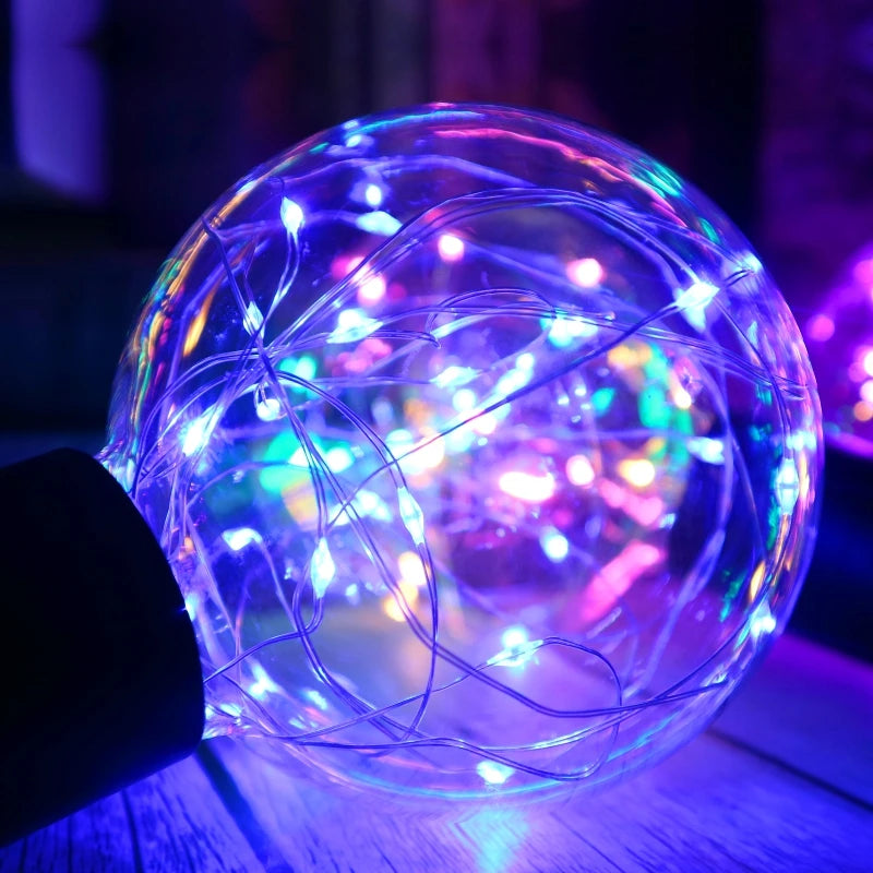 LED Edison String Night Light Bulb E27 110V 220V G95 Colorful Round Globe Glass RGB Copper Wire Bulb Home Decor Holiday Lamp
