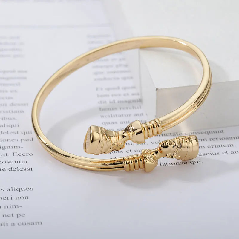 Egyptian Queen Nefertiti Bangles African Cuff Bracelet Stainless Steel Adjustable Luck Bracelets For Women man Jewelry Gift