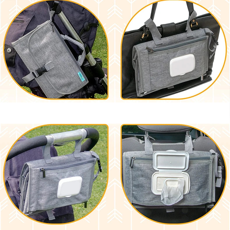 Multi-Functional Waterproof Fabric Portable Diaper Changing Pad Trolley Folding Home Textile