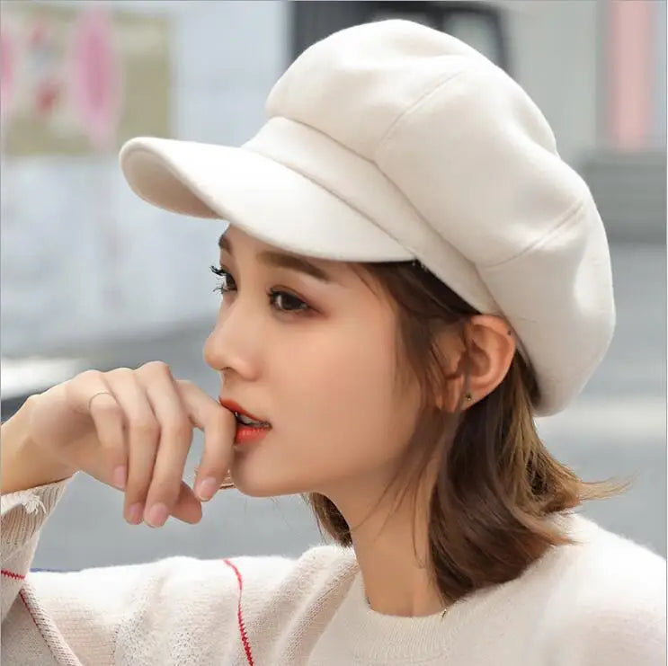 Solid Cotton Octagonal Newsboy Beret Cap – Casual Painter Hat for Women & Men | All Seasons