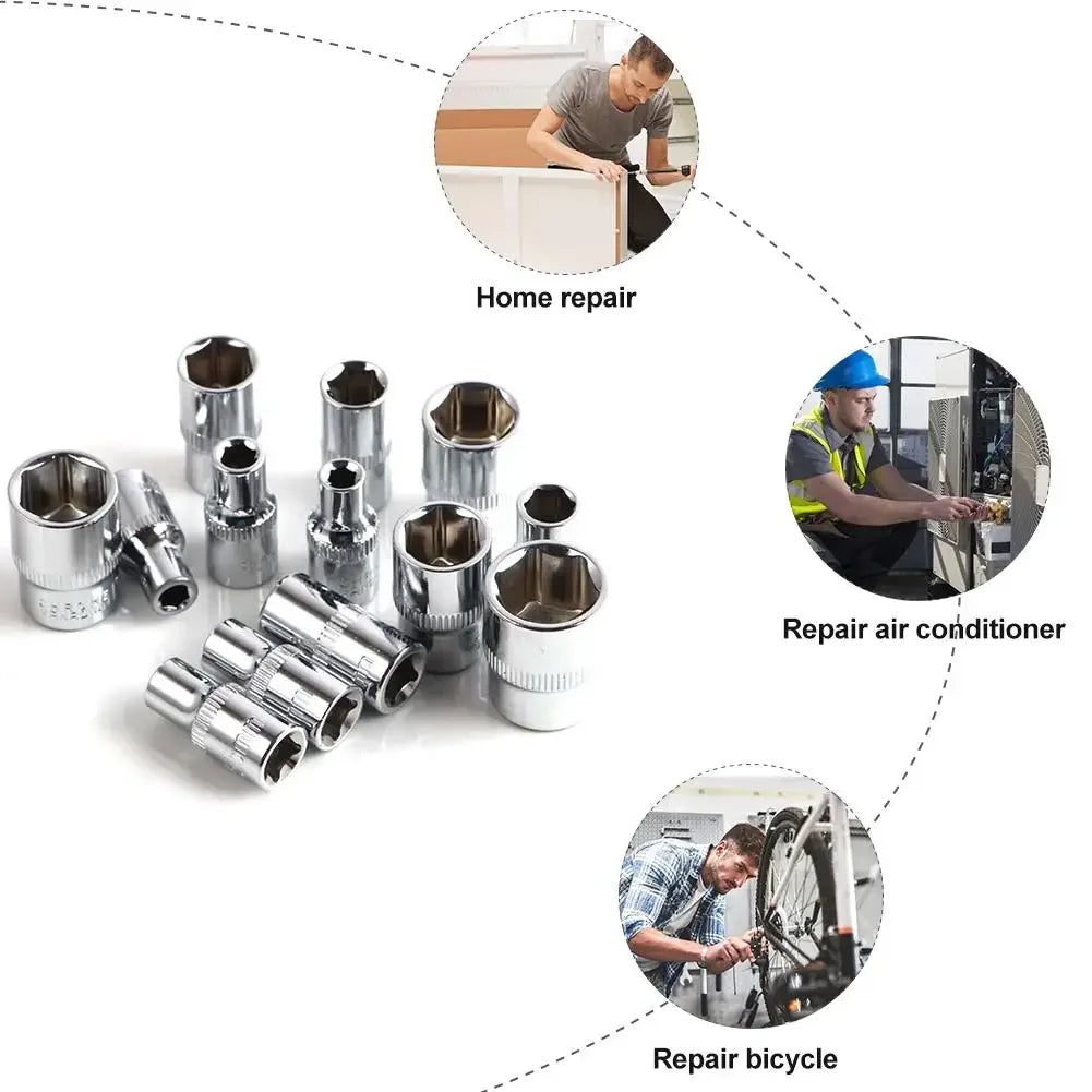 46-Piece 1/4 Inch Automotive Ratchet Wrench Tool Kit with Hard Case
